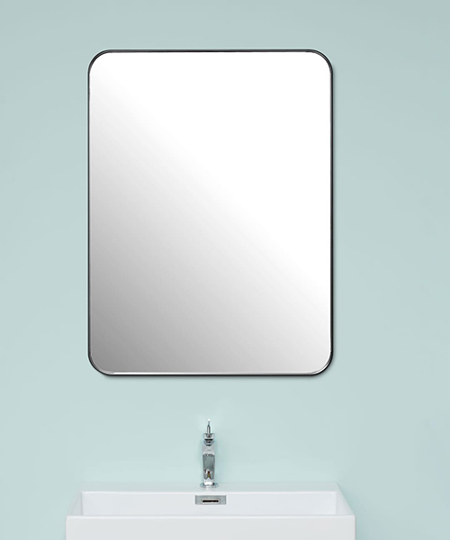 Spejl m. sort metalramme - 120x80cm