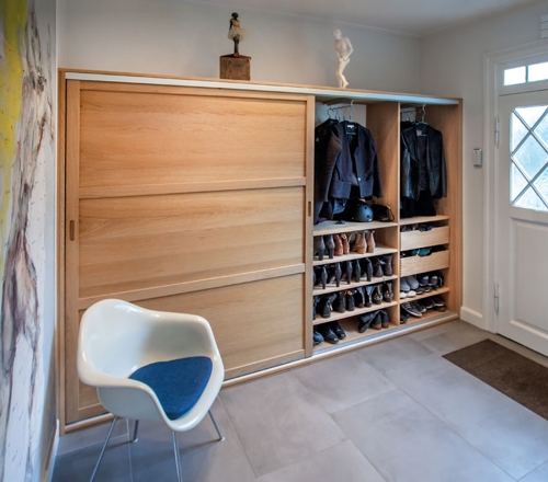 Mogensen Contoura Massiv Eg skydelåger på mål til garderobe med 2 låger - Total bredde 100 til 130 cm.