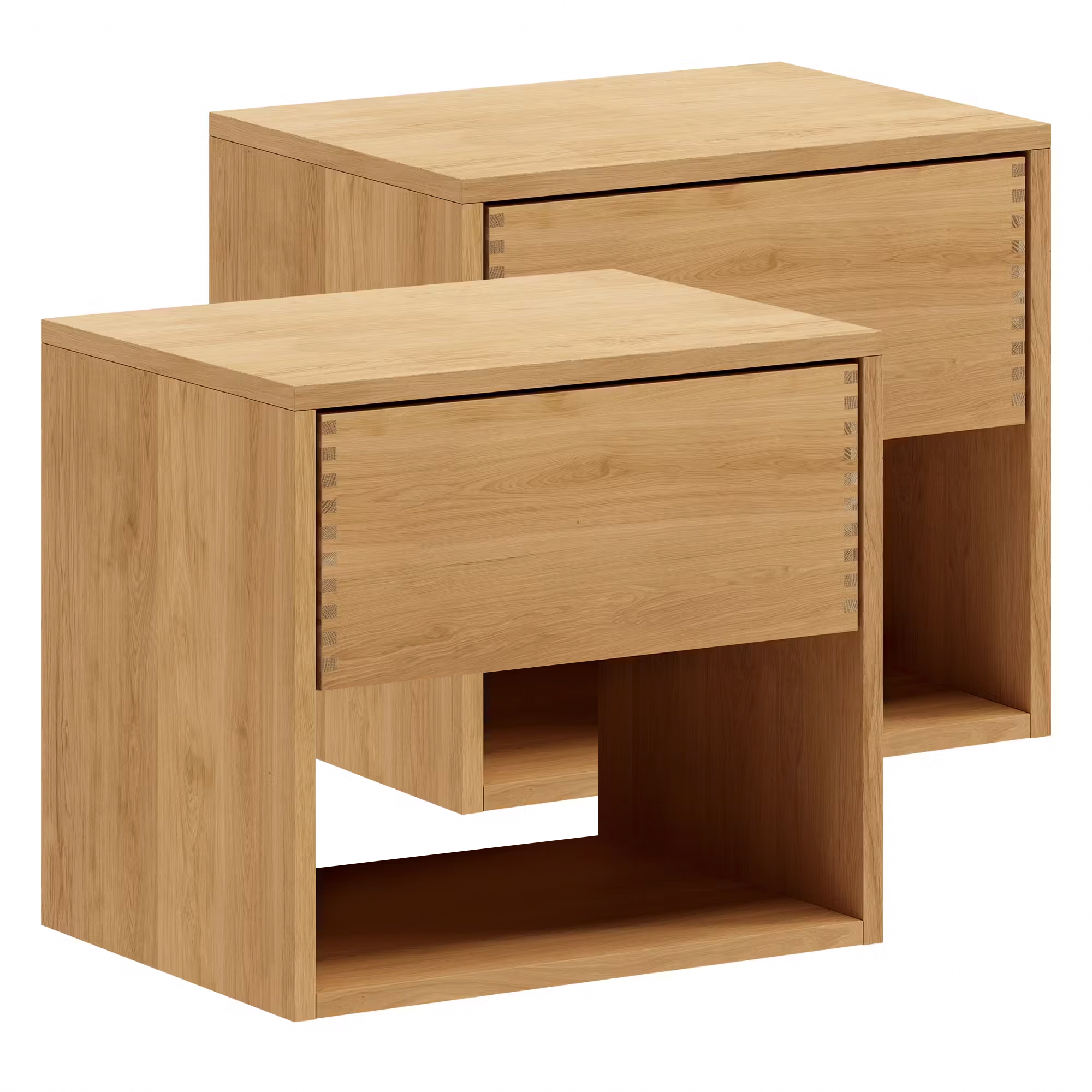 + Just Wood Snedker Sengebord Sæt Skuffe