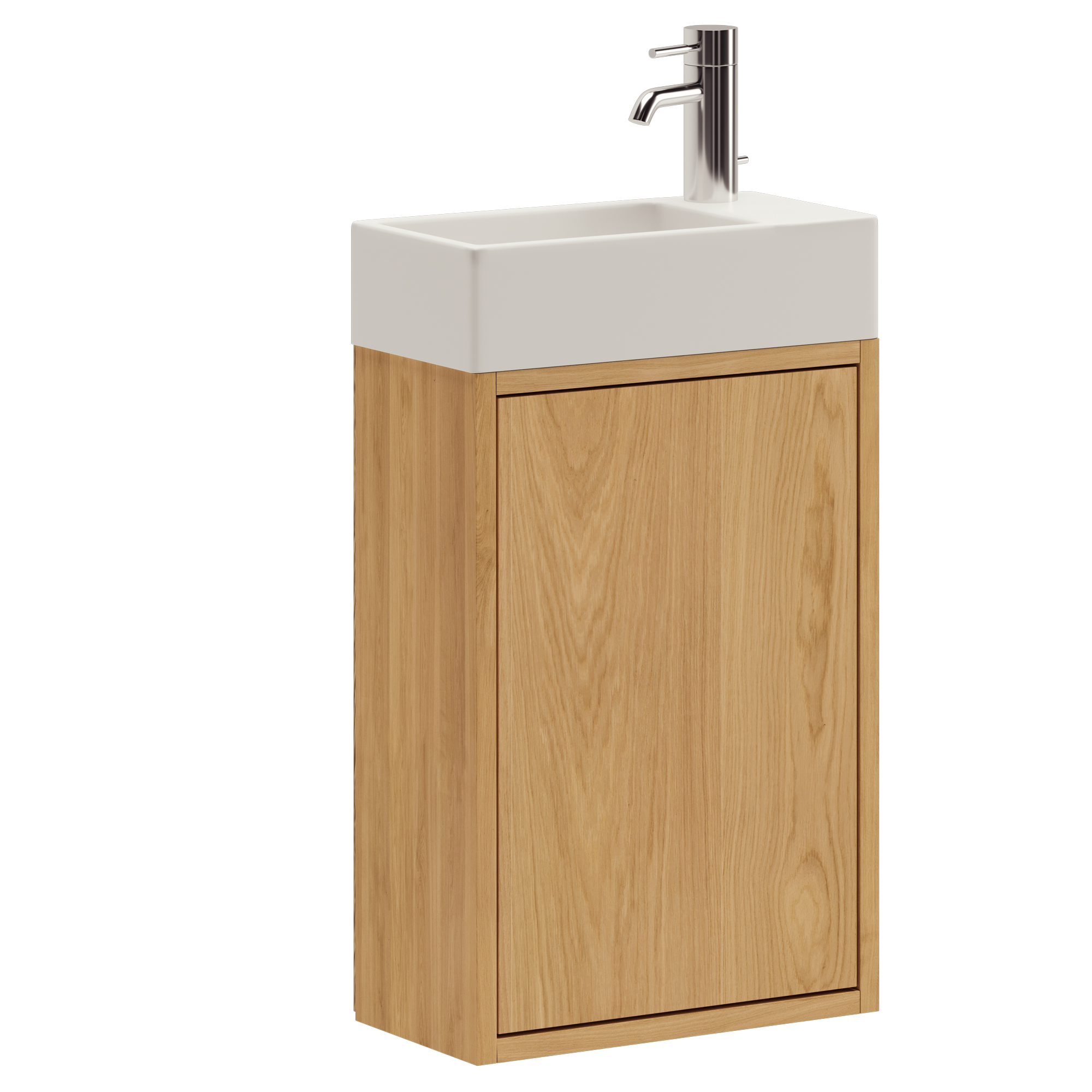 39,4 cm Naturolieret Just Wood Mikro badmøbel med 1 låge og Strassbourg bordplade