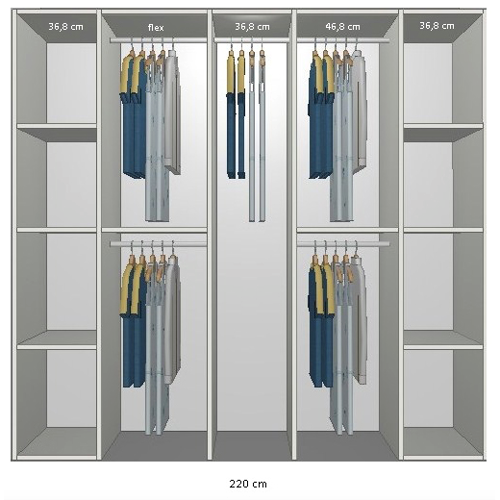 Inventar fra bredde 200 cm til 220 cm Model B