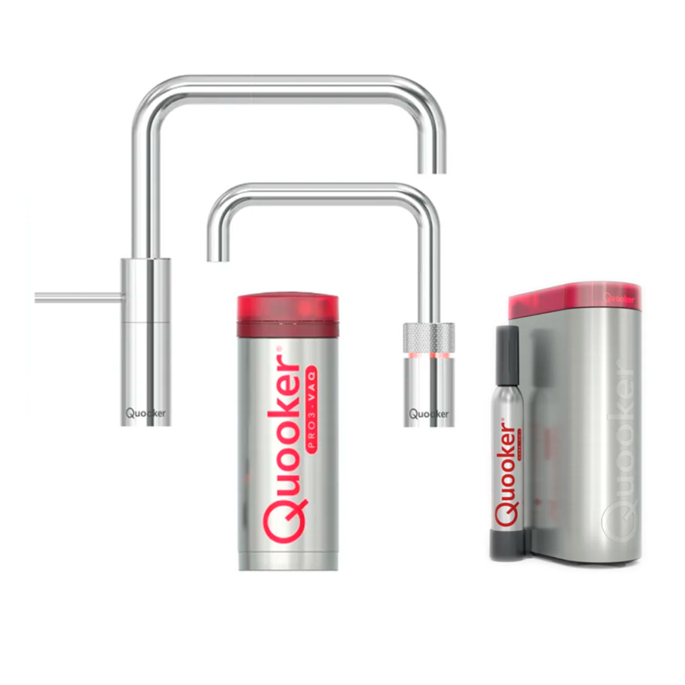 Quooker Nordic Square Twintaps inkl. PRO3 & CUBE - Krom