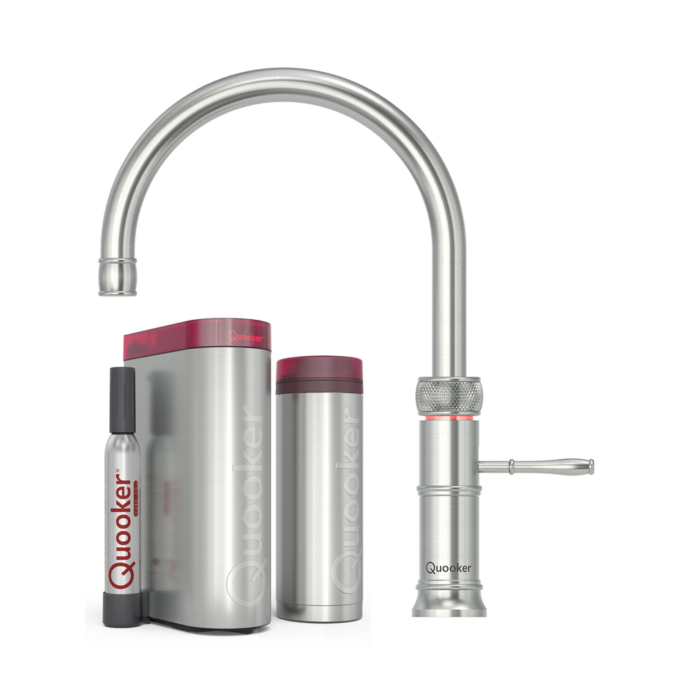Quooker Classic Fusion Round inkl. PRO3 og CUBE – Rustfrit stål