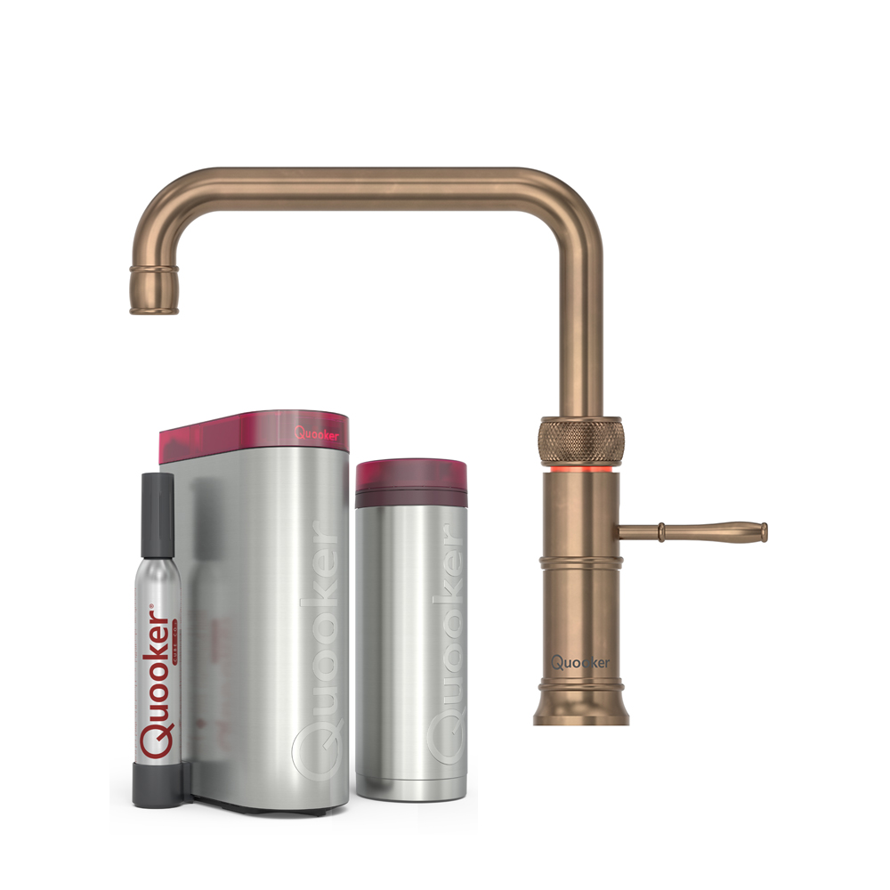 Quooker Classic Fusion Square inkl. PRO3 og CUBE – Bruneret messing