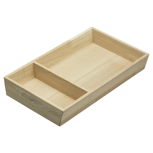 Skuffeindsats - massiv egetræ<br>Passer til 30 cm badskuffe<br>Indvendig bredde 21,4 cm 