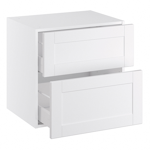 Lavt vaskeskab bad med 2 skuffer med udskæring i øverste skuffe