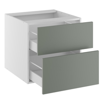 Lavt vaskeskab bad med 2 skuffer med udskæring i øverste skuffe