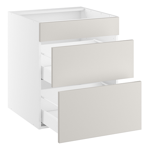 Underskab t/kogeplade, m/metalsarg, blændfront 124mm, 2 skuffer D:500. H:704 B:1000 D:580