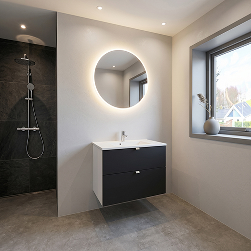 Badsæt i 82 cm fra Kitchn med Phoenix Sort Front
