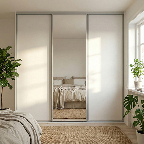 Mogensen Compact skydelåger på mål til garderobe med 3 låger - Total bredde 144 til 402 cm.