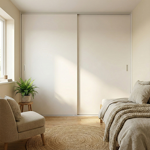 Mogensen Plano skydelåger på mål til garderobe med 2 låger - Total bredde 156 til 195 cm.