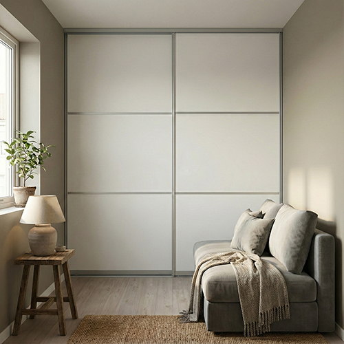 Mogensen Slimline skydelåger på mål til garderobe med 2 låger - Total bredde 97 til 307 cm.