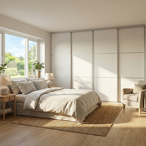 Mogensen Slimline skydelåger på mål til garderobe med 4 låger - Total bredde 192,5 til 612 cm.